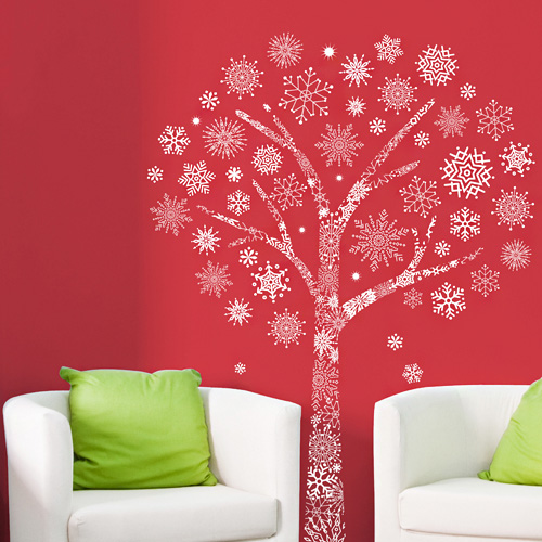 [현대홈시트] 크리스마스 스티커 - 눈꽃나무 (PSC-61012) 투명원단