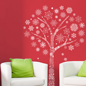 [현대홈시트] 크리스마스 스티커 - 눈꽃나무 (PSC-61012) 투명원단